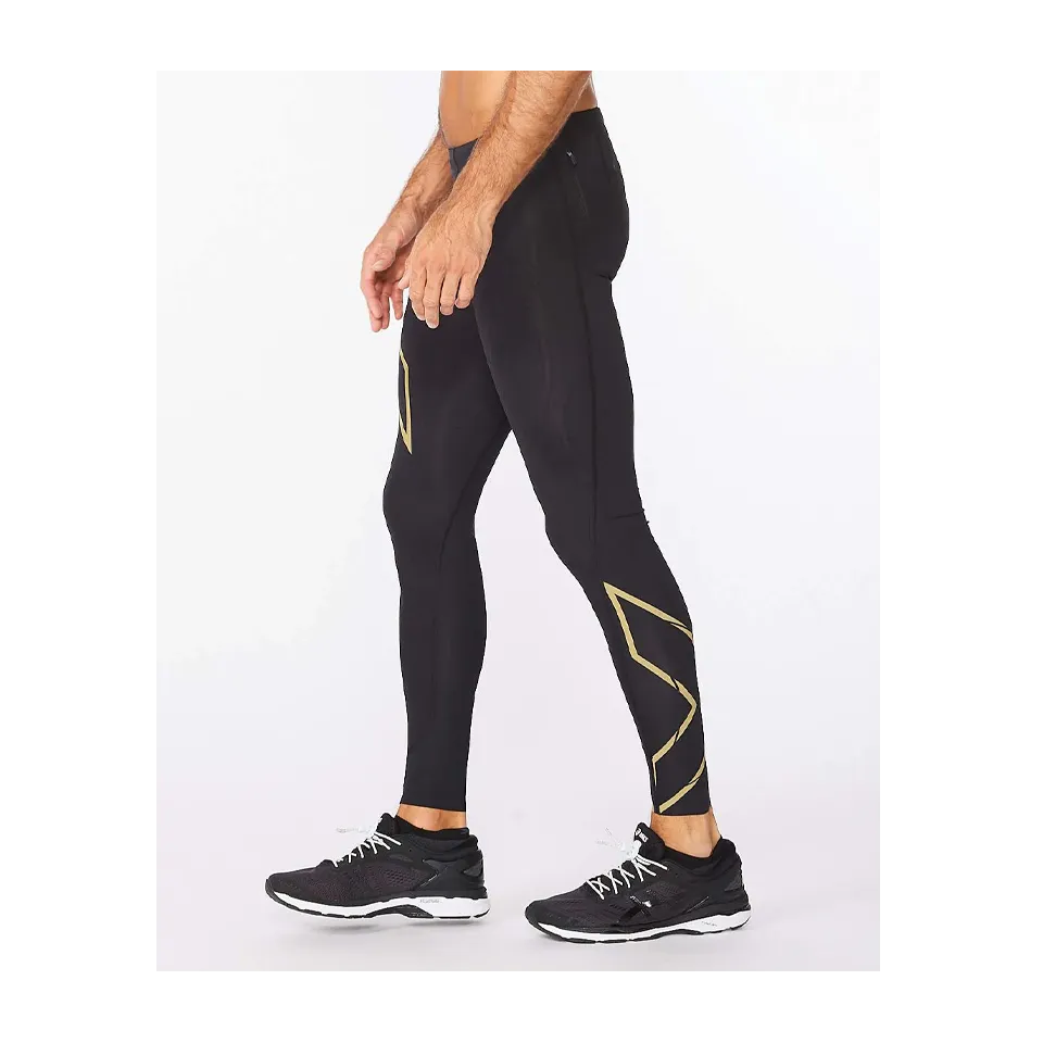 2XU Men's Light Speed Compression Tights Black/Gold Reflective