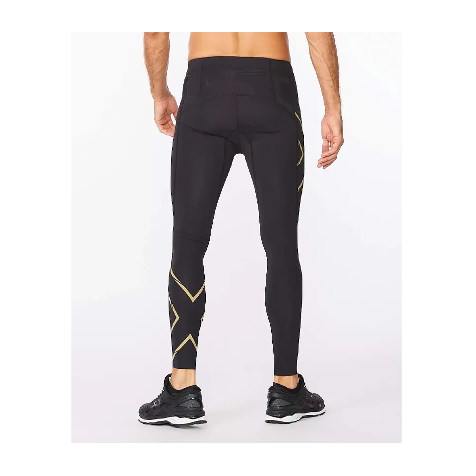 2XU Men's Light Speed Compression Tights Black/Gold Reflective