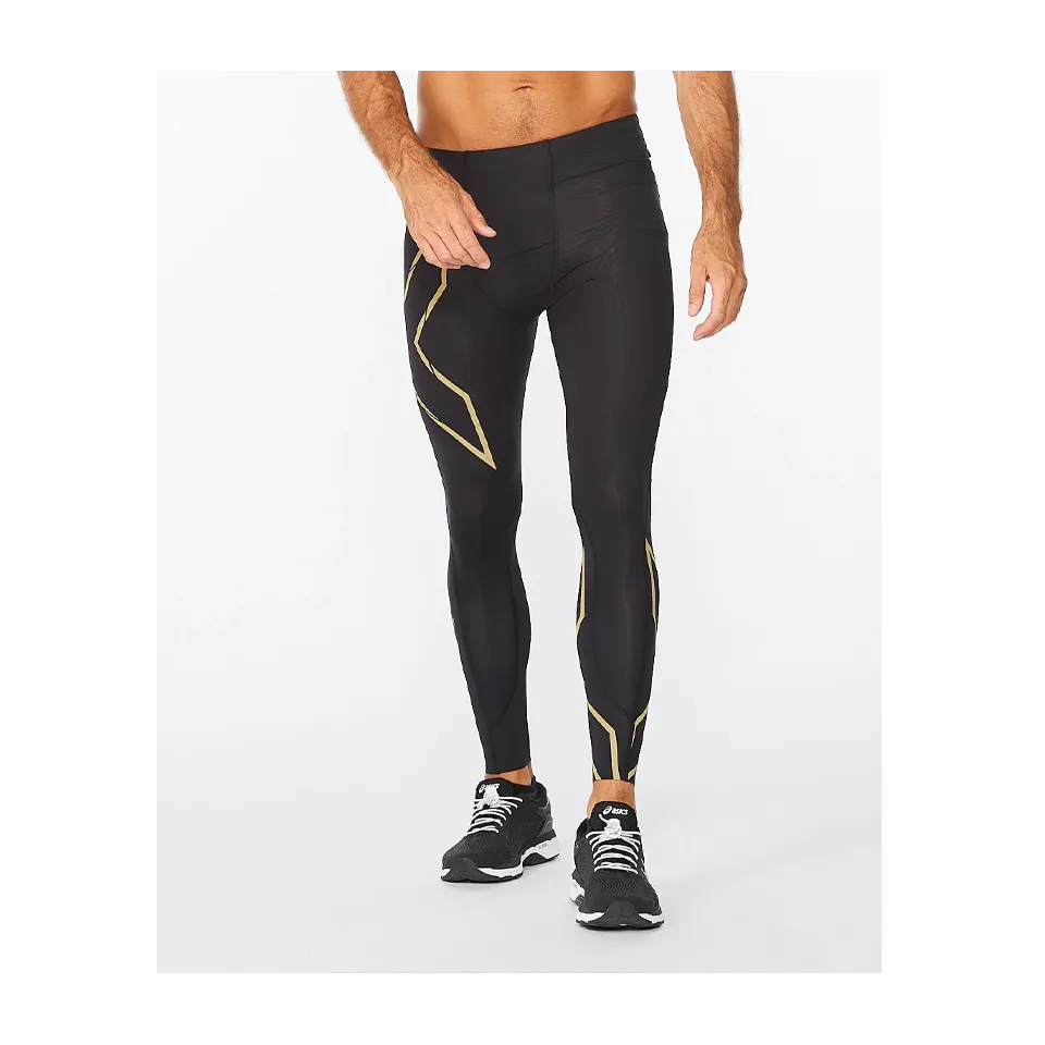 2XU Men's Light Speed Compression Tights Black/Gold Reflective