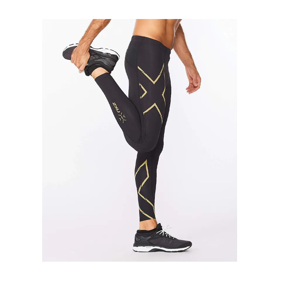 2XU Men's Light Speed Compression Tights Black/Gold Reflective