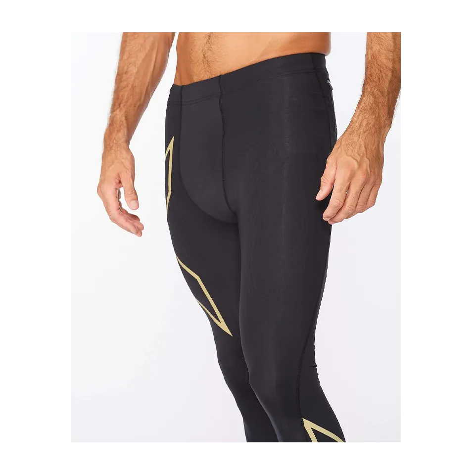 2XU Men's Light Speed Compression Tights Black/Gold Reflective