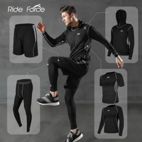 5 Pcs/Set Men&#39;s Tracksuit Gym Fitness Compression Sports Suit Clothes Running Jogging Sport Wear Exercise Workout Tights