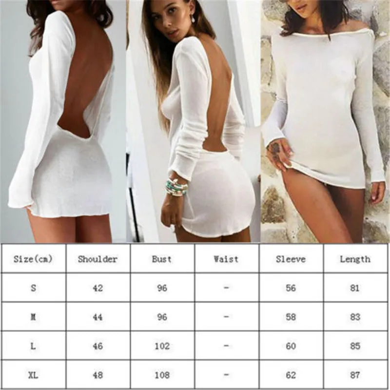 Alexandra Sexy White Beach Cover Up Dress Mesh Backless Mini Dress