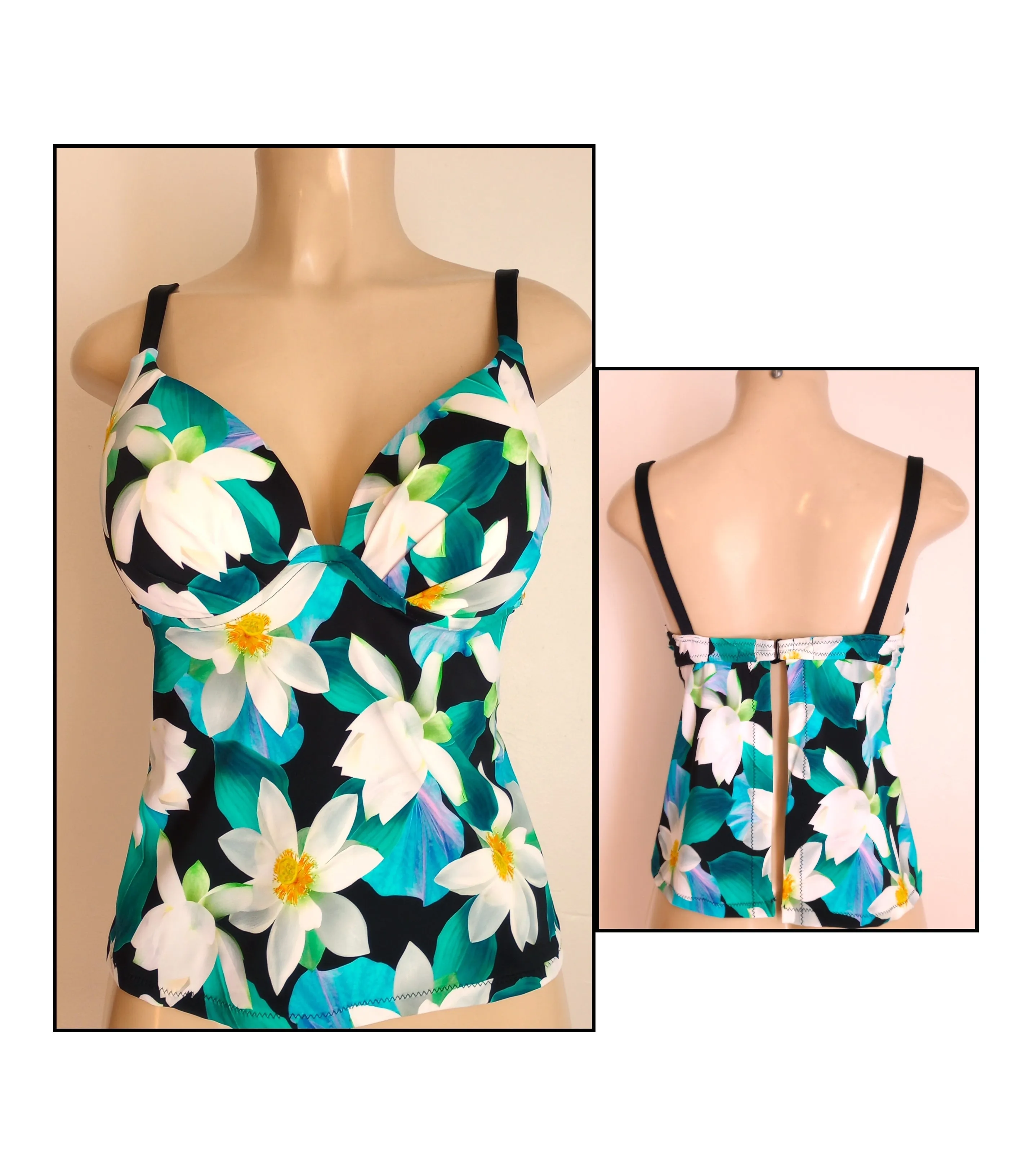 Apron Back Tankini Push Up Underwire Top