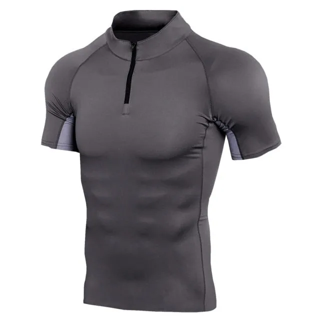 Ashore Shop Mens Running and Bodybuilding Zipper Fitness Shirt