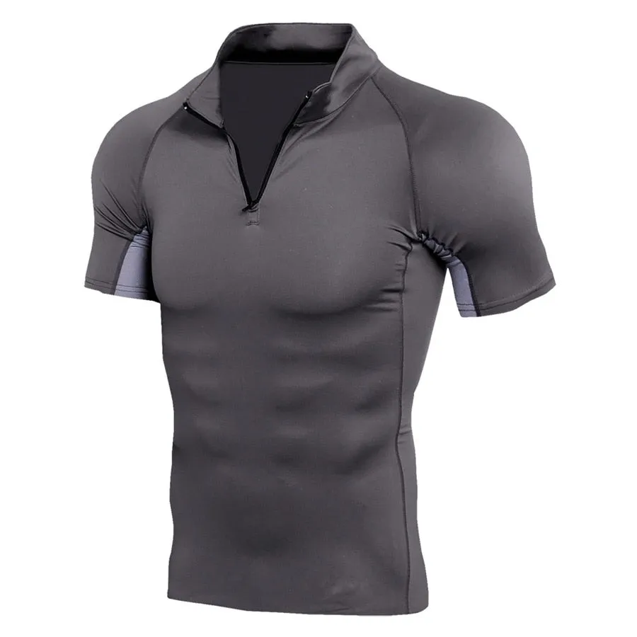 Ashore Shop Mens Running and Bodybuilding Zipper Fitness Shirt