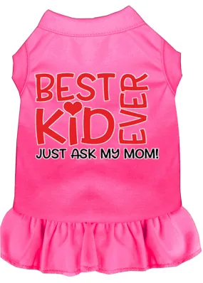 Ask My Mom Screen Print Dog Dress Bright Pink Lg (14)