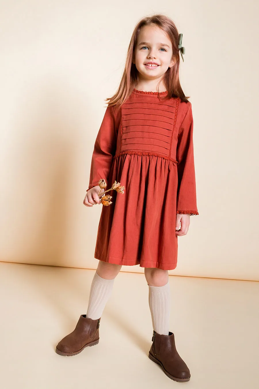 Beet World Lulu Girls Dress - Clay