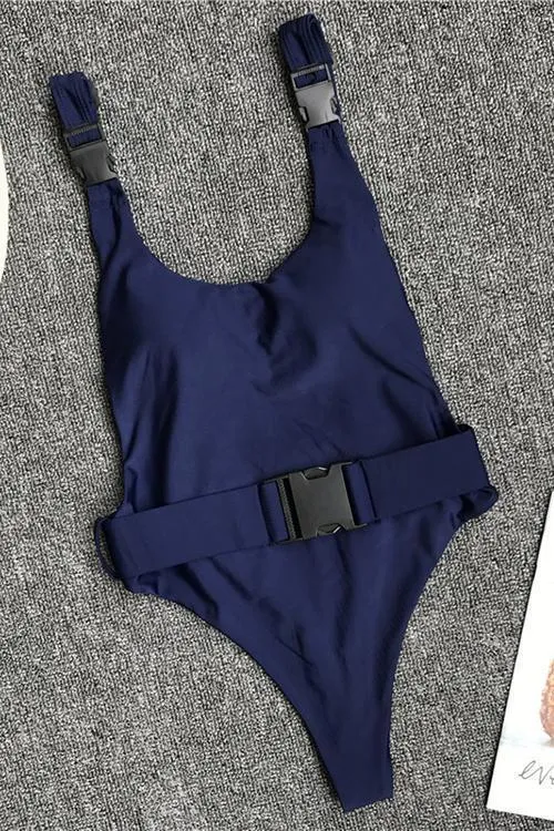 Belted Backless One Pieces Swimwear