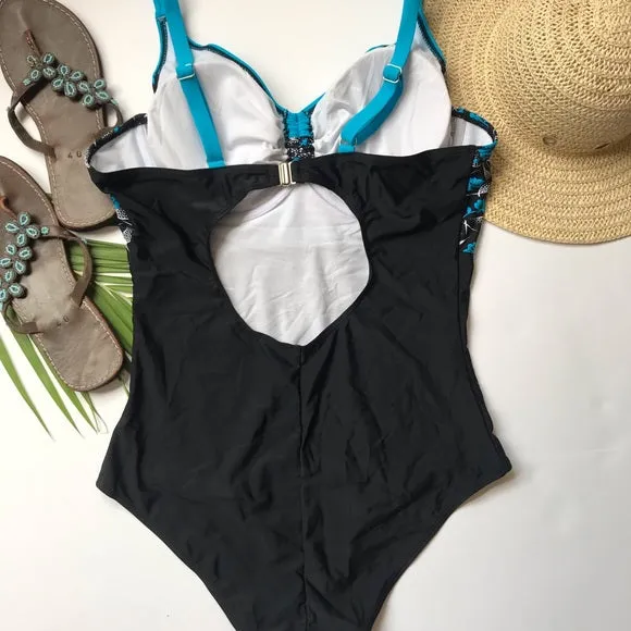 Black blue onepiece swimsuit Bathingsuit swimsuit