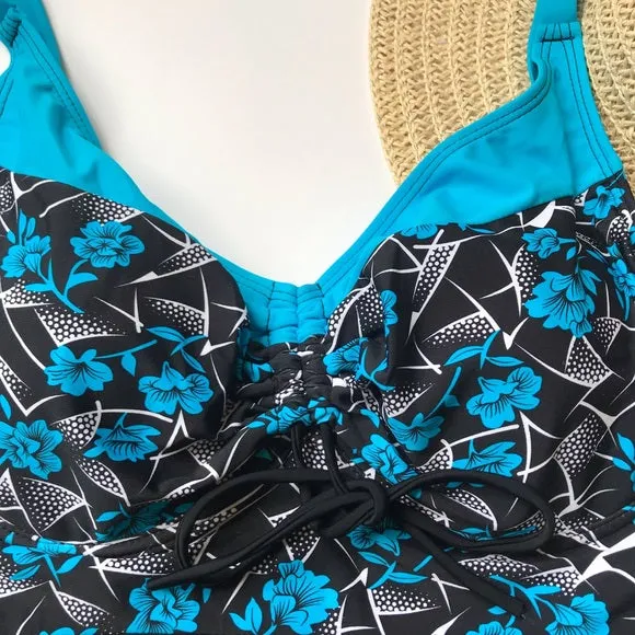 Black blue onepiece swimsuit Bathingsuit swimsuit