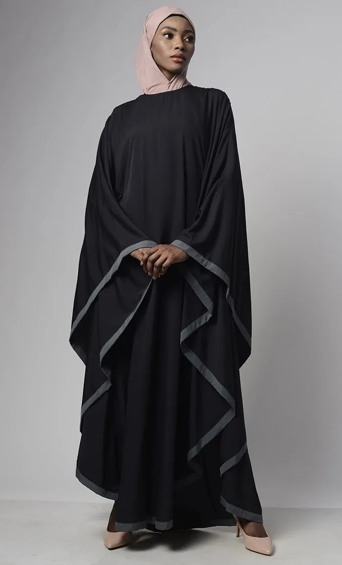 Black Grey Bordered Kaftan - Final Sale