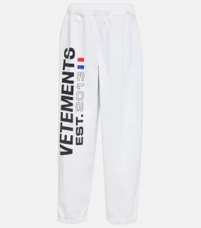 Cotton blend track pants with VETEMENTS logo, white