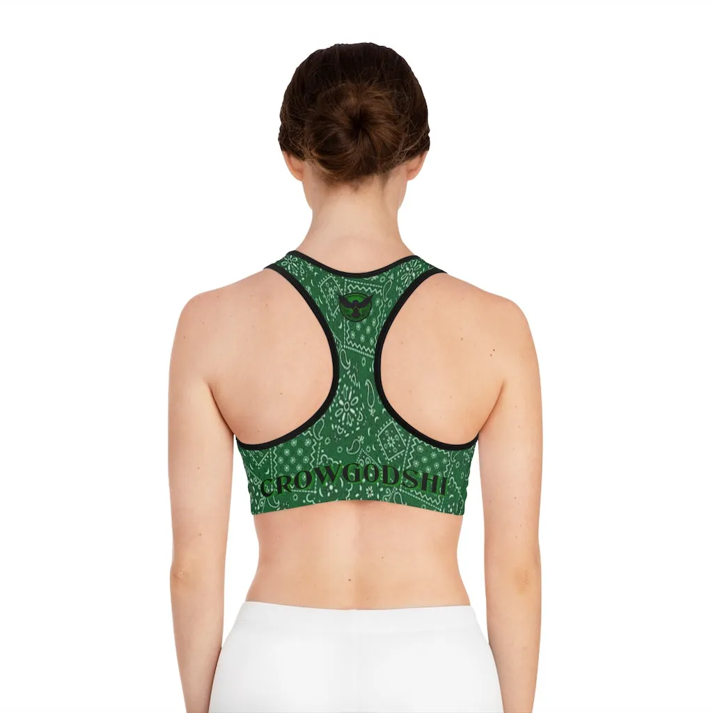 Crowgodshi Designer Green Colors Sports Bra