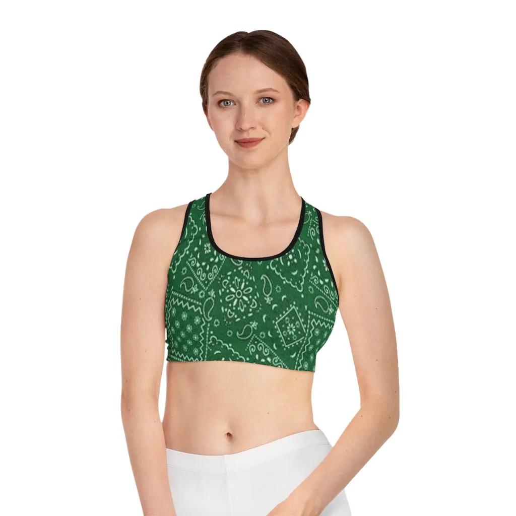 Crowgodshi Designer Green Colors Sports Bra