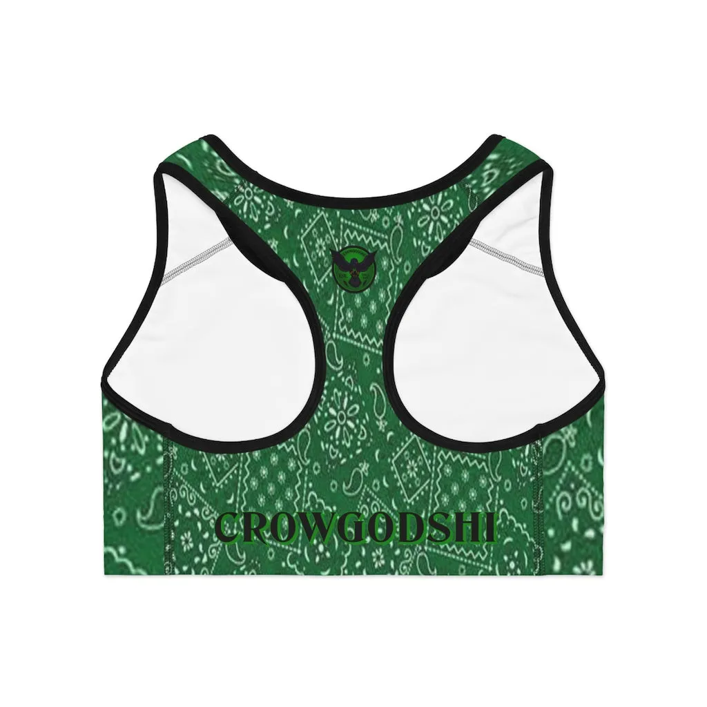 Crowgodshi Designer Green Colors Sports Bra