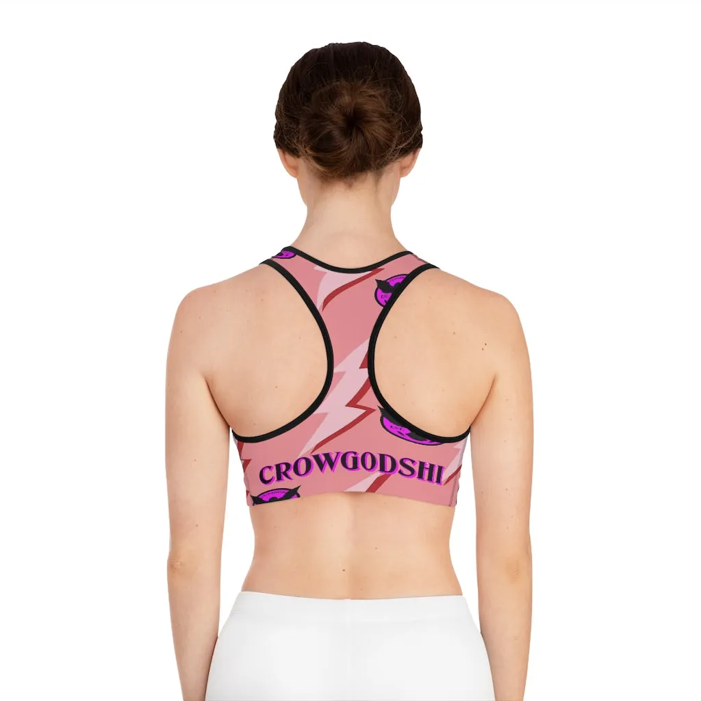 Crowgodshi Designer Pink Lightning Sports Bra