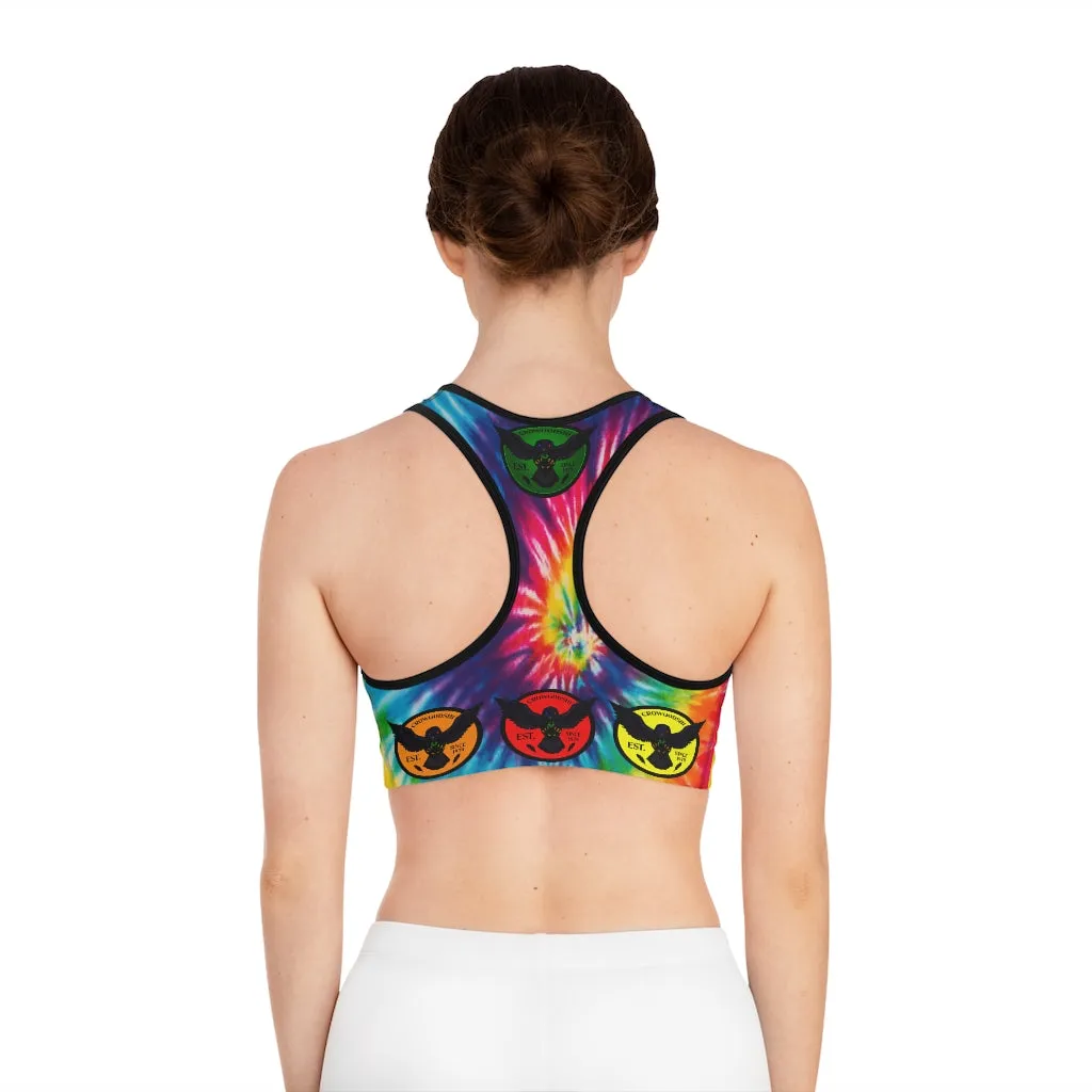 Crowgodshi Designer Rainbow Tie Dye Sports Bra