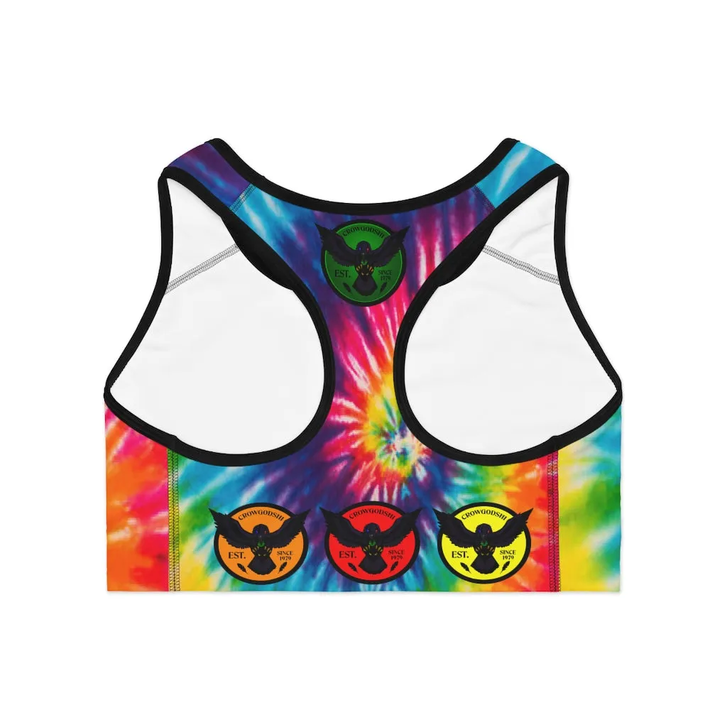 Crowgodshi Designer Rainbow Tie Dye Sports Bra