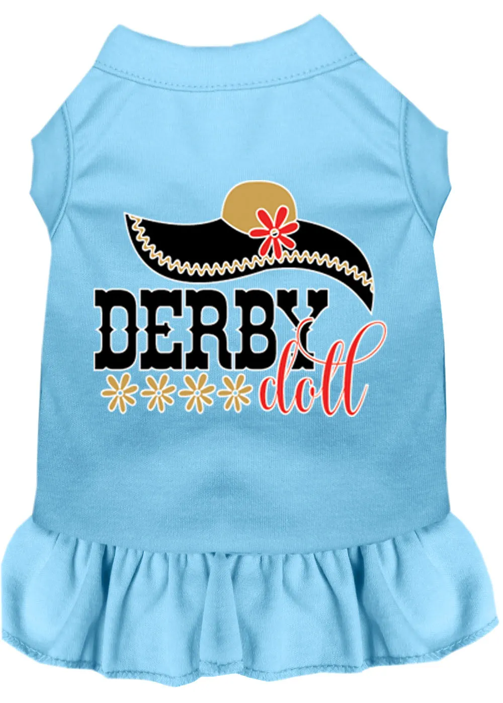 Derby Doll Screen Print Dog Dress Baby Blue Xs (8)