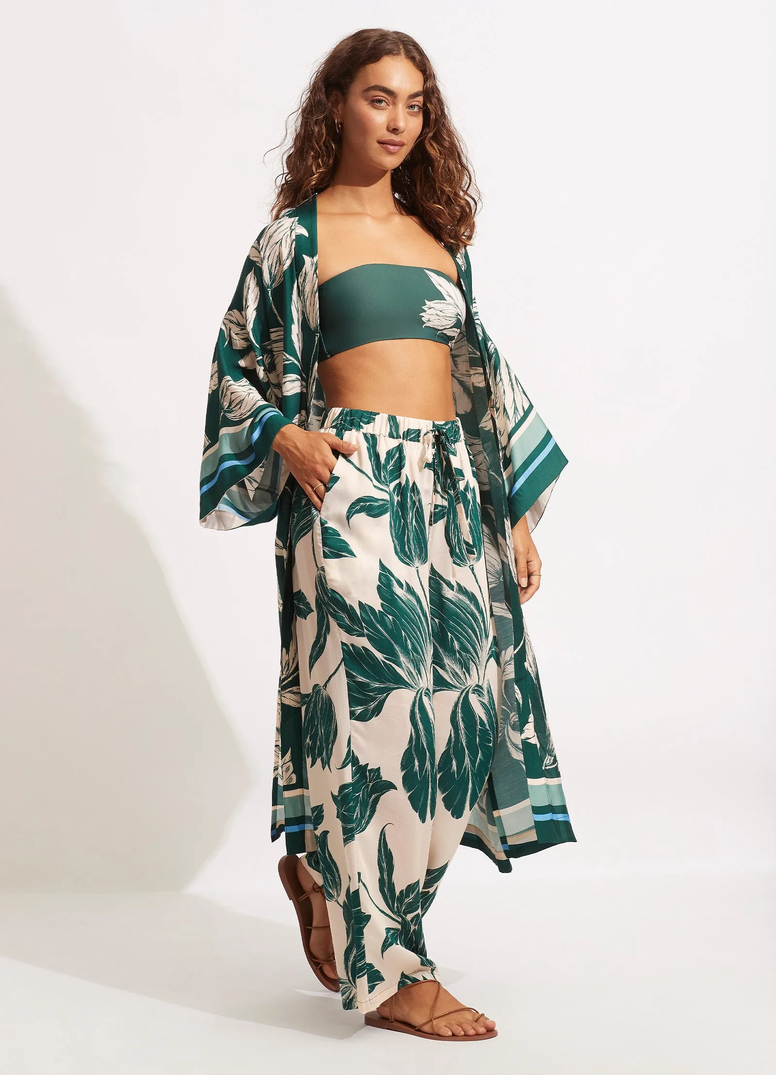 Fleur de Bloom Kimono - Evergreen