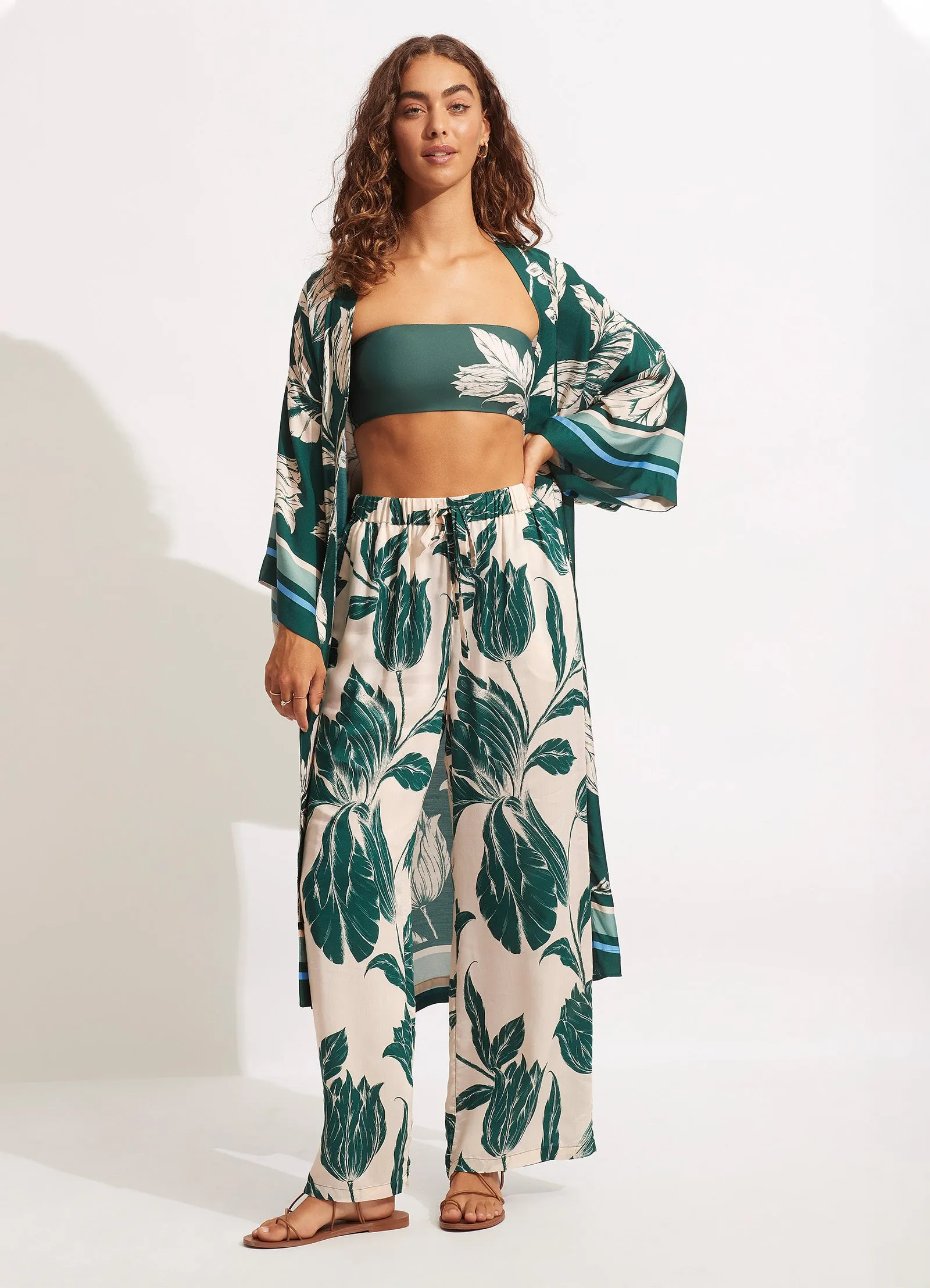 Fleur de Bloom Kimono - Evergreen