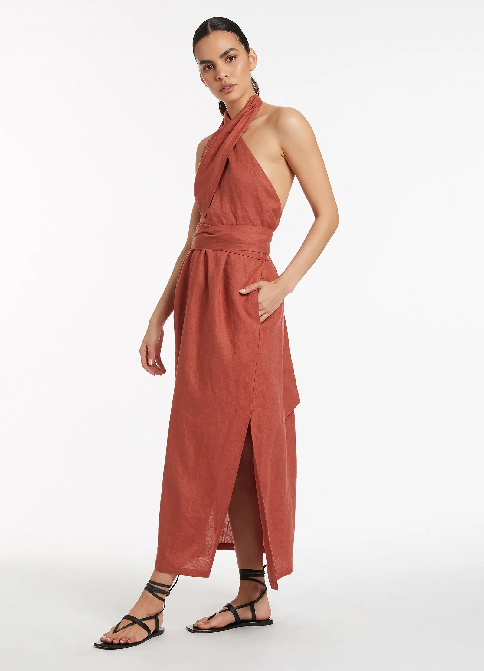 Jetset Wrap Front Dress - Terracotta