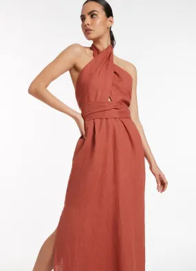 Jetset Wrap Front Dress - Terracotta