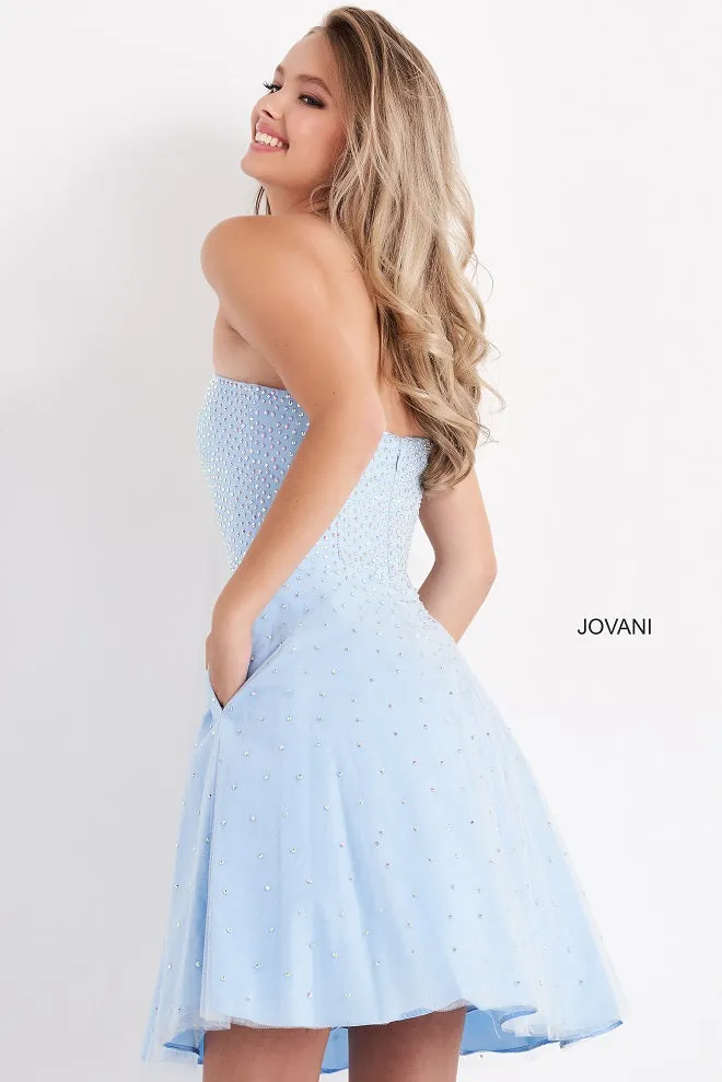 Jovani Kids K68936 Strapless Fit & Flare Beaded Girls Formal Party Dress Crystal