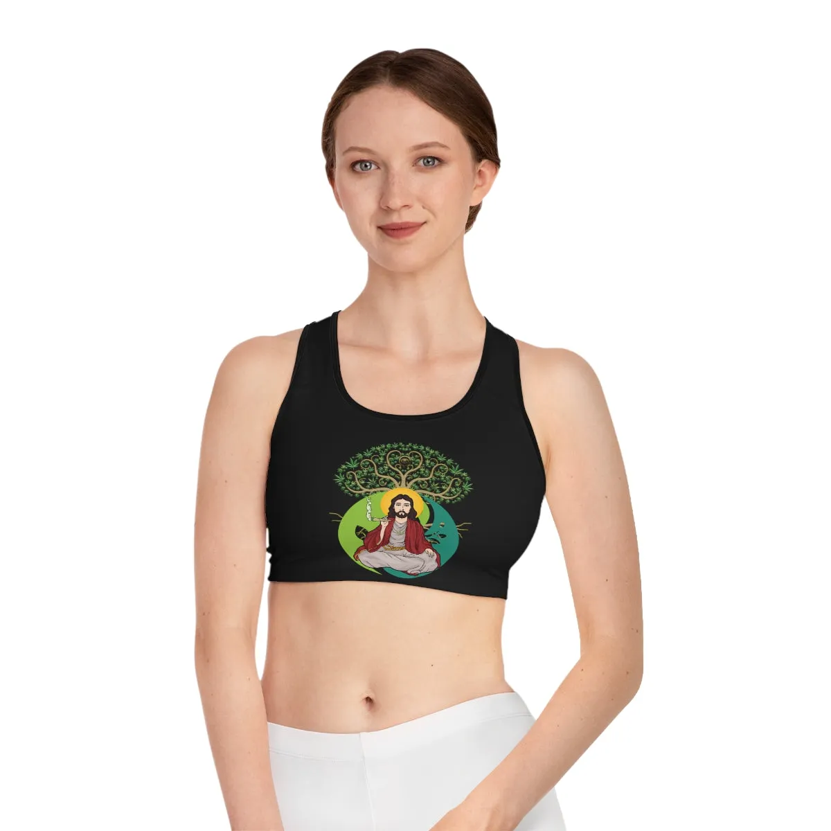 KCC Women's Sportswear  / Sports Bra (AOP) / White Jesus