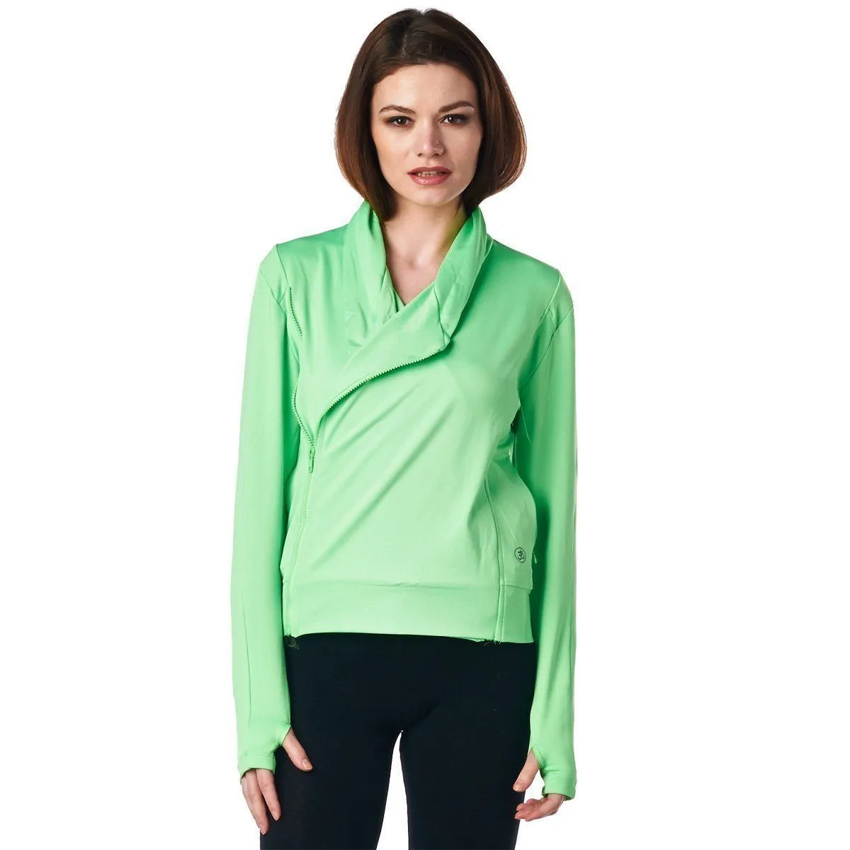 LA Society Women's Green Yoga Sport Fitness Running  Wrap Zipper Design Jacket