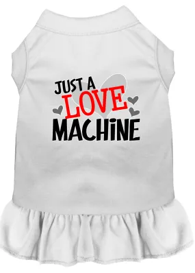 Love Machine Screen Print Dog Dress White 4x