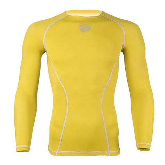 Men's Long Sleeve Running T-shirt Compression Tight Running High Elasticity T-shirt Gym Fitness Weight Lifting Sportswear