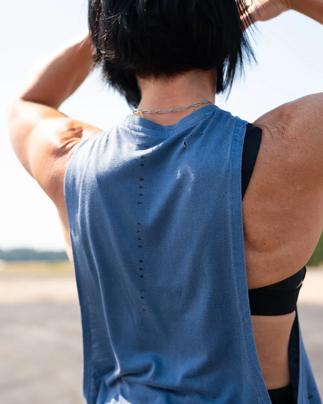 MOTO DISTRESSED BRO TANK - BLUE