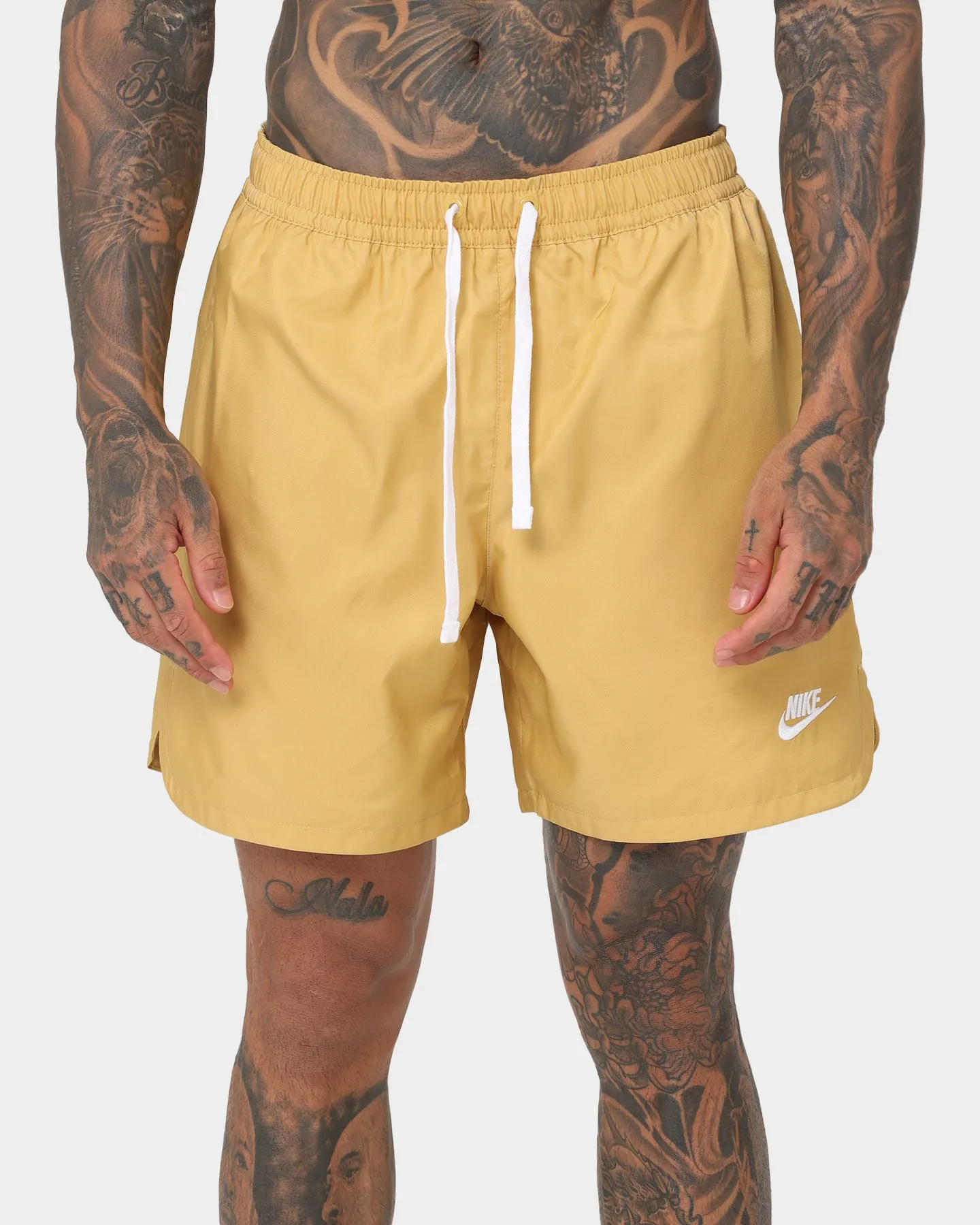 Nike Club Woven Lined Flow Shorts Wheat Gold/White