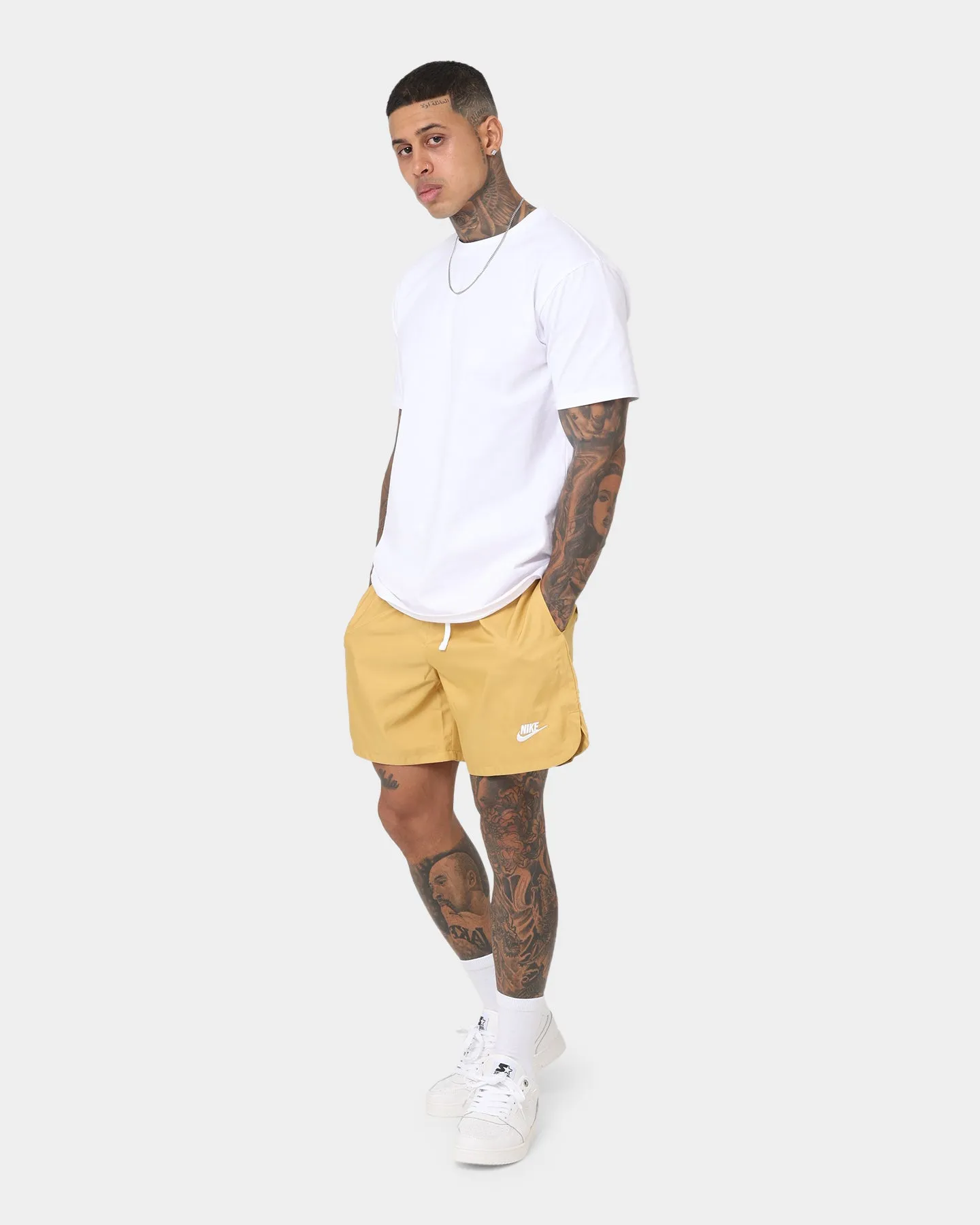 Nike Club Woven Lined Flow Shorts Wheat Gold/White