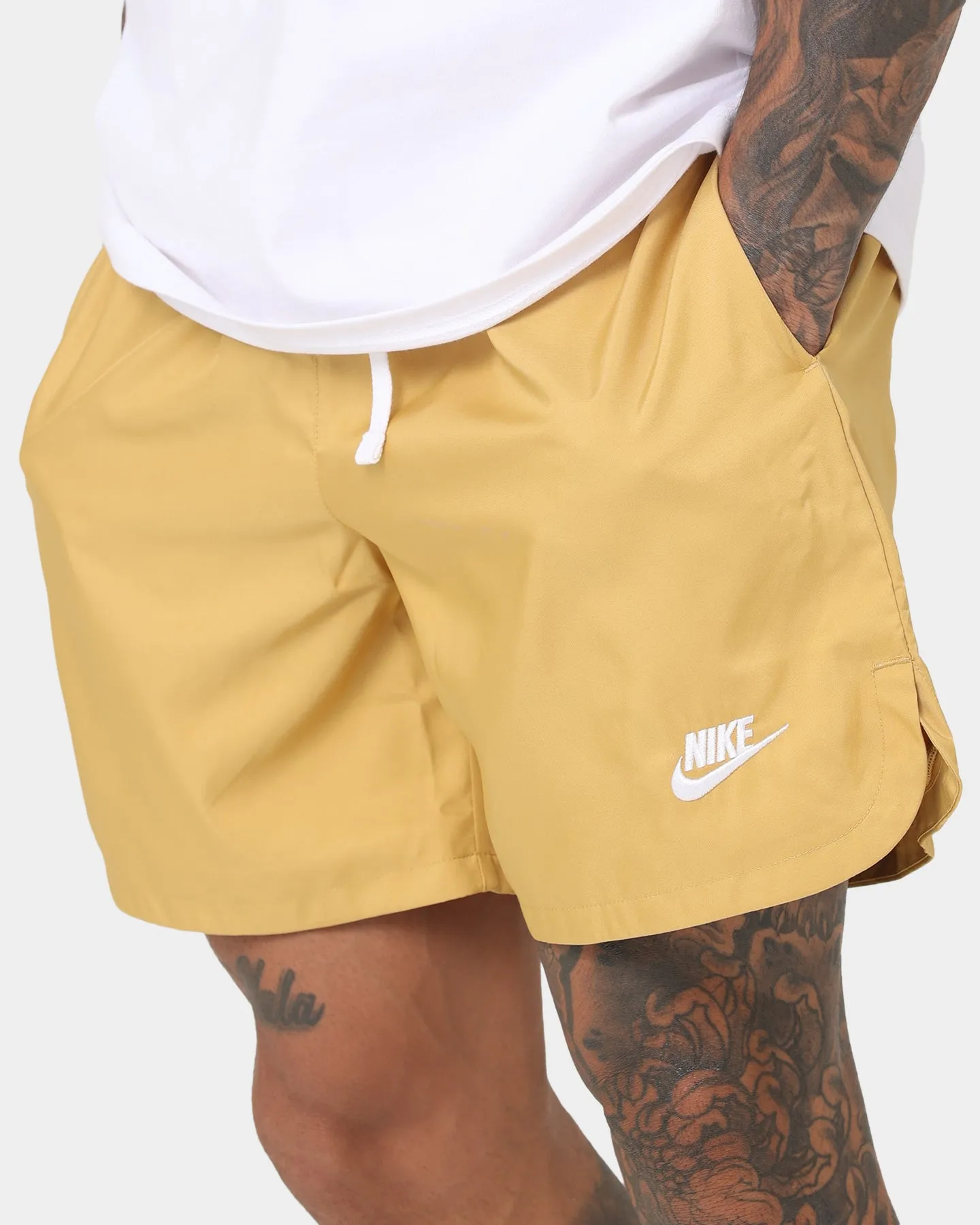 Nike Club Woven Lined Flow Shorts Wheat Gold/White