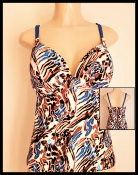 Open Back Underwire Tankini Push Up Swimwear Top