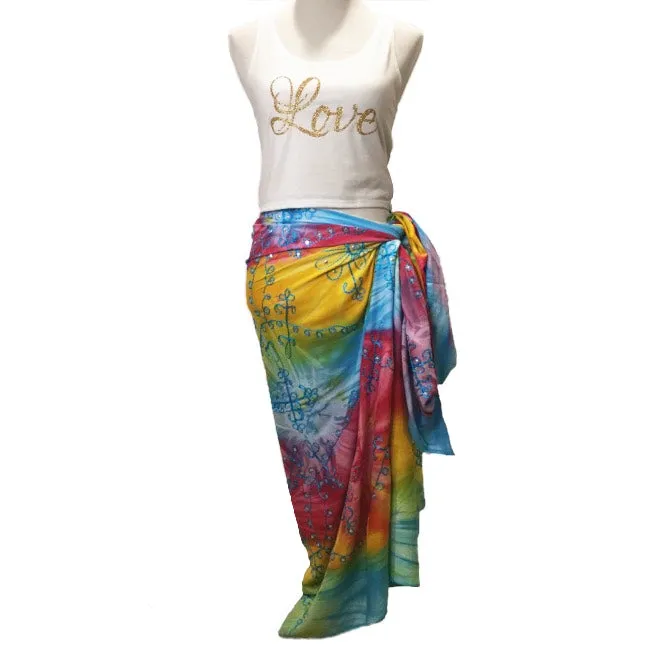 Pastel Rainbow Embroidered Sarong