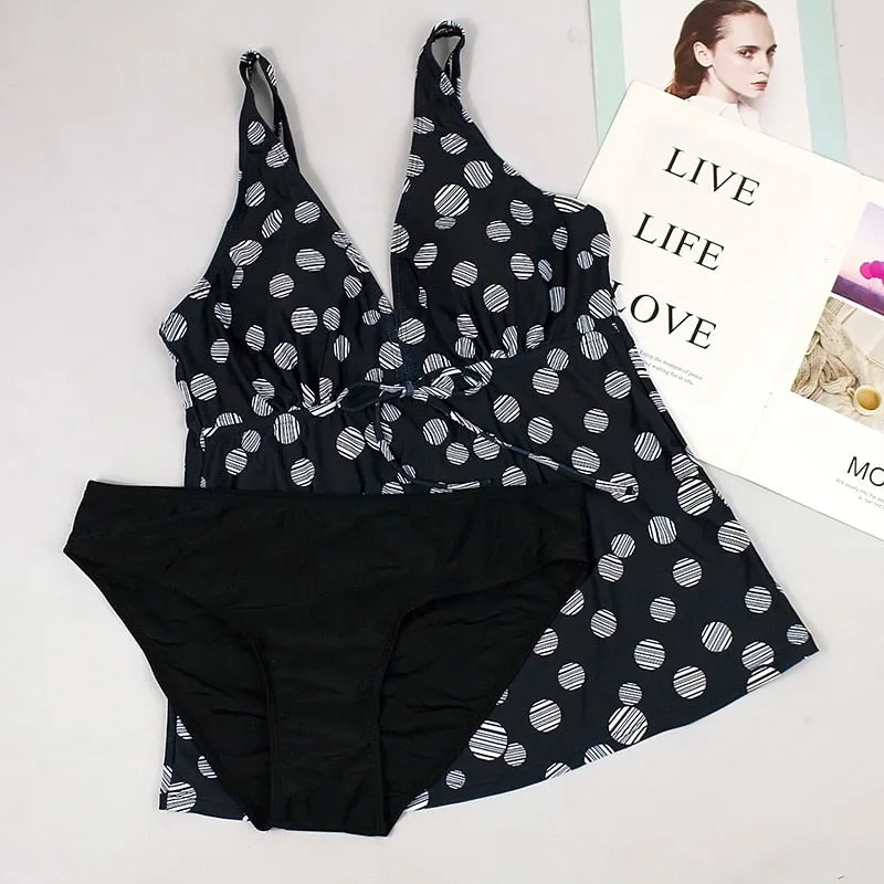 Polka Dots Plus Size Swimwear 1 and 2 Piece Swimsuit Monokini Bathing Suit Swimsuit Bikini