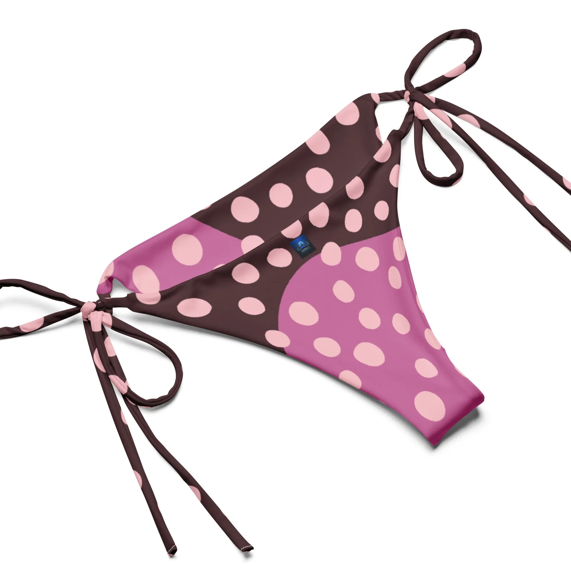 Purple with Light Polka Dots Pattern String Bikini by Dumbbells and Hotels