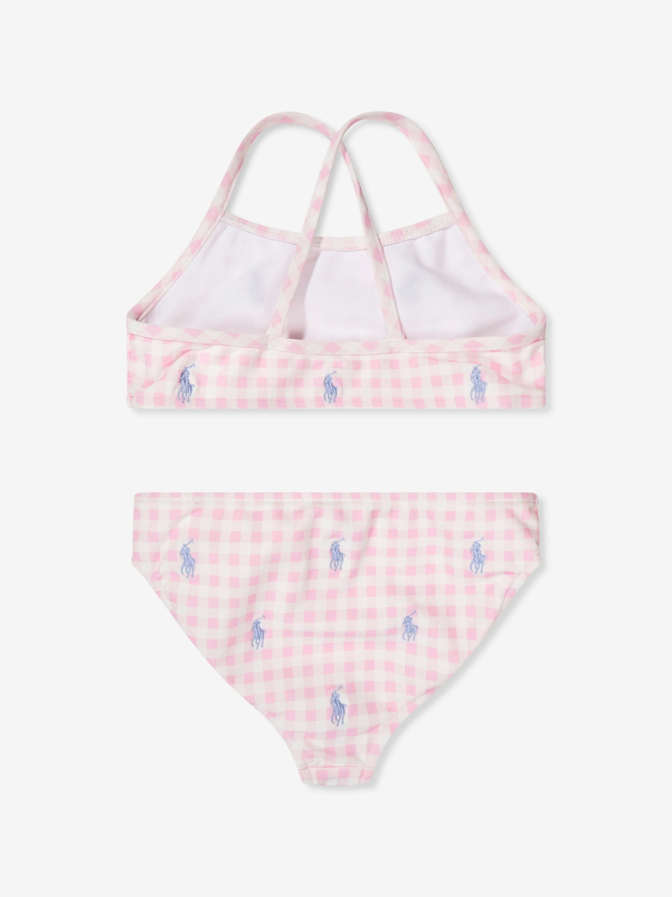 Ralph Lauren Girls Gingham Logo Bikini in Pink