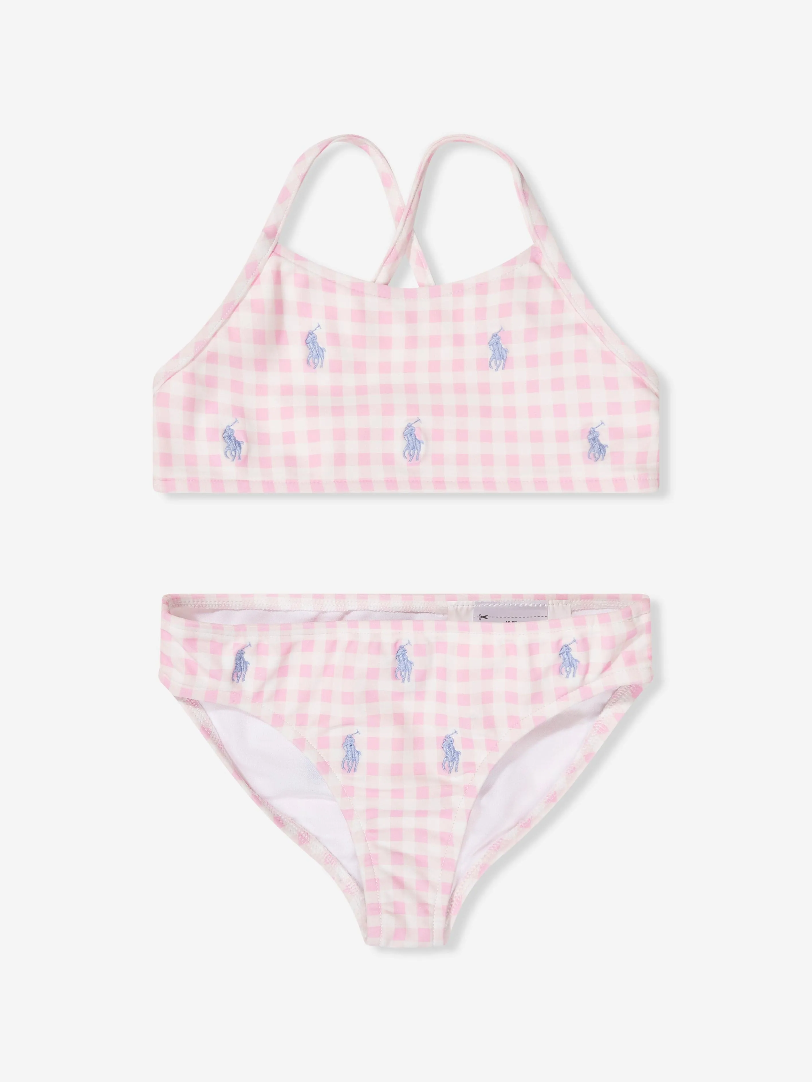 Ralph Lauren Girls Gingham Logo Bikini in Pink