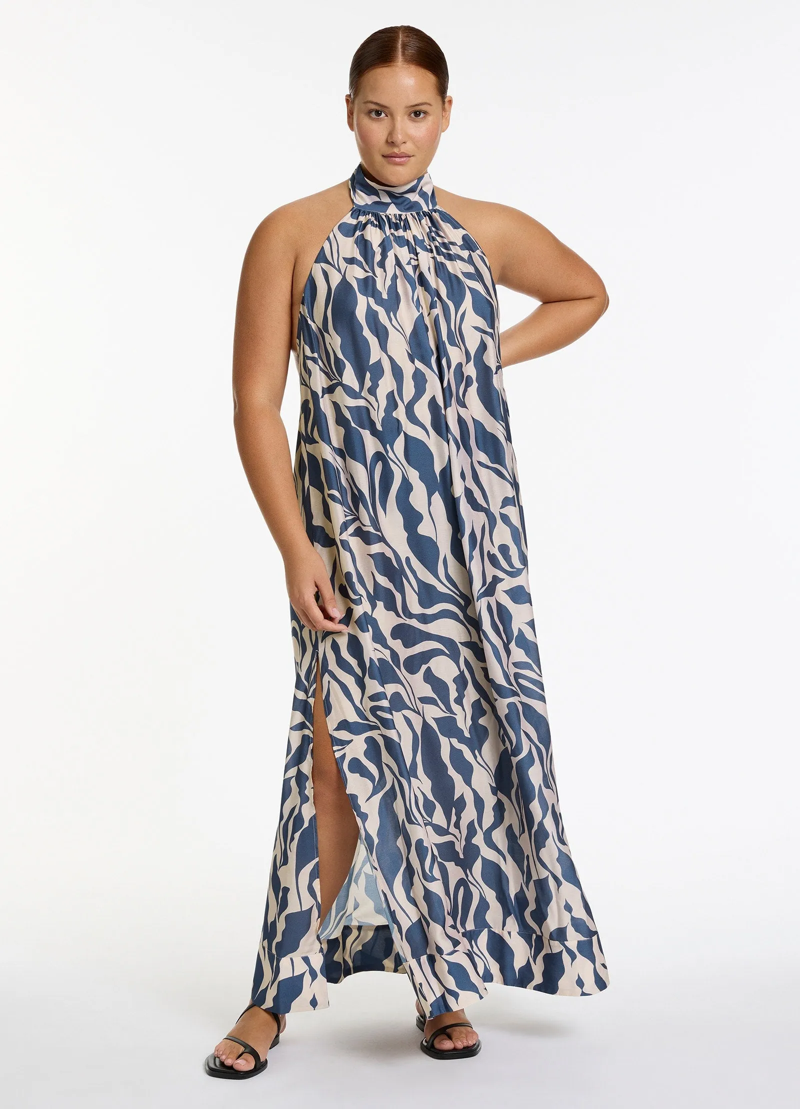 Sereno Halter Maxi Dress - Steel Blue