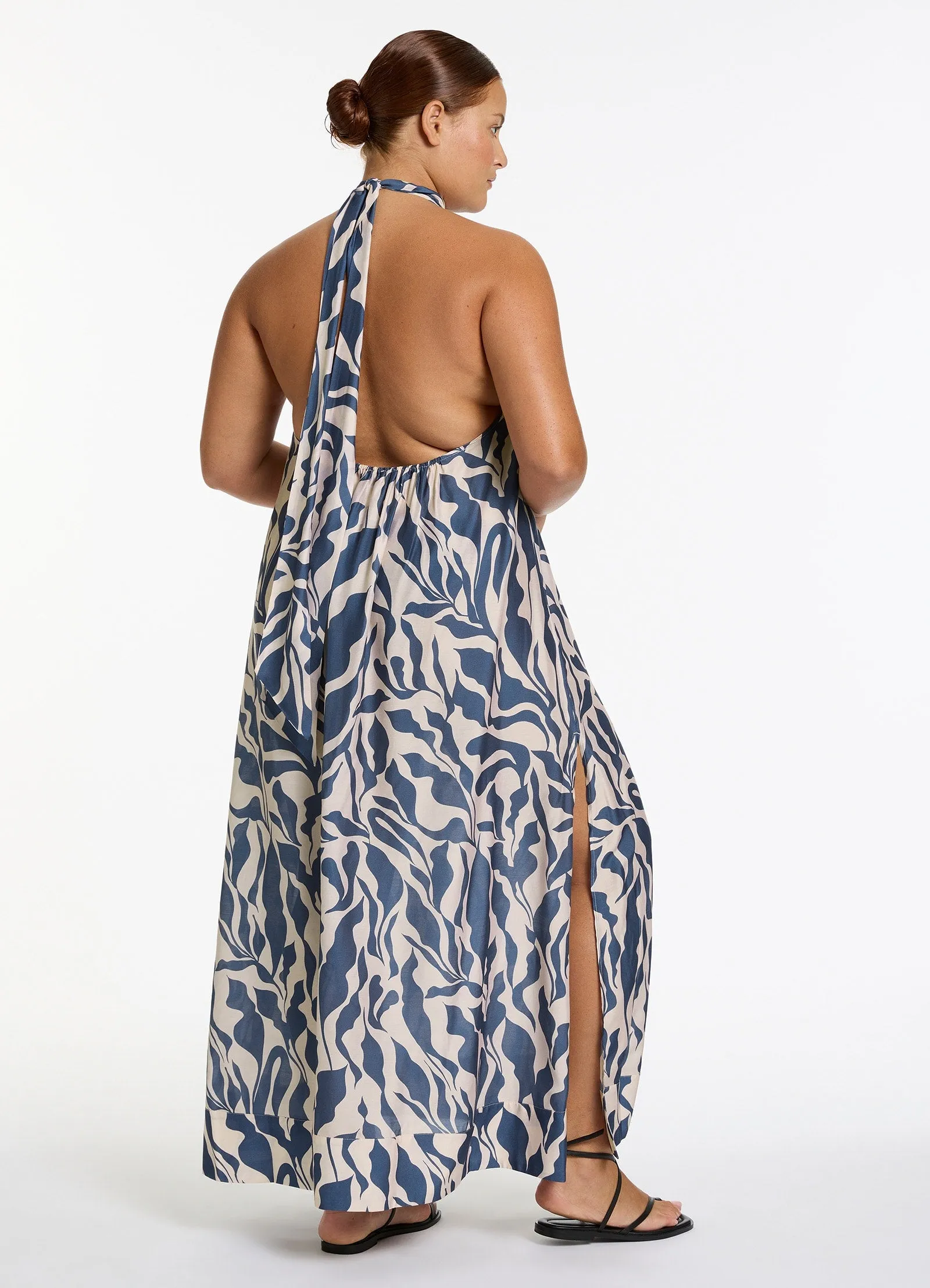 Sereno Halter Maxi Dress - Steel Blue