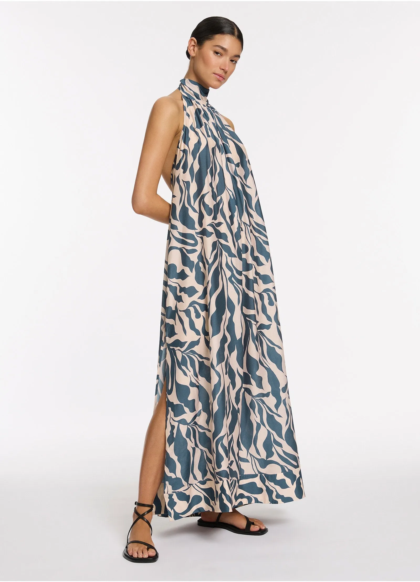 Sereno Halter Maxi Dress - Steel Blue