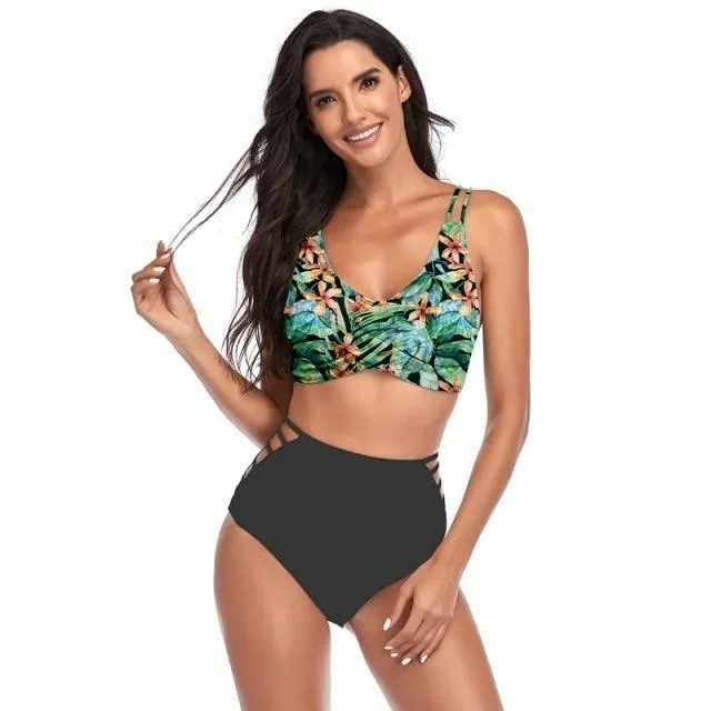 Sexy Ladies' Separated High Waist Push Up Bikini Set Plus Size