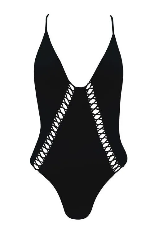 Solid Hollow One Piece Swimwear