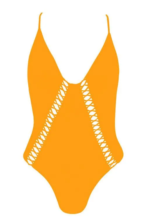 Solid Hollow One Piece Swimwear