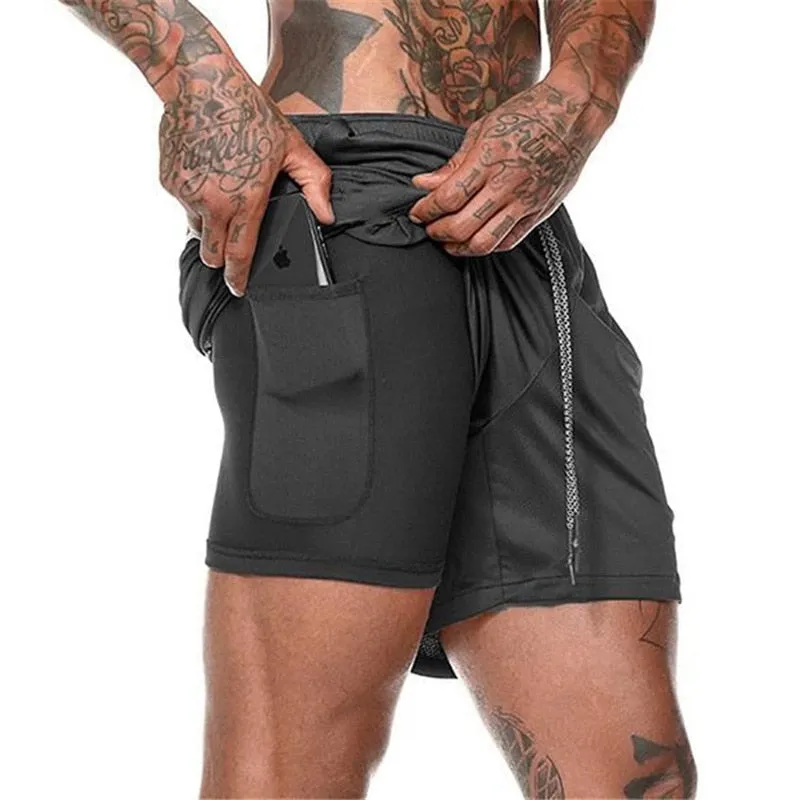 Sport Shorts Men Sportswear Double-deck Running Shorts